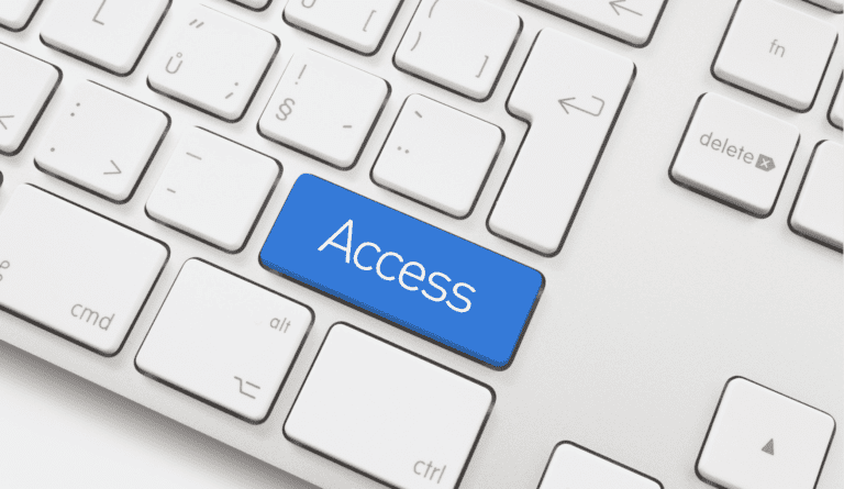 a grey keyboard with the word "access" written on a key and highlighted in blue